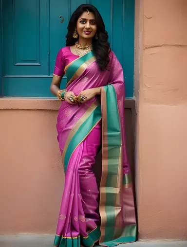 Colorful Sari Worn by Indian Girl