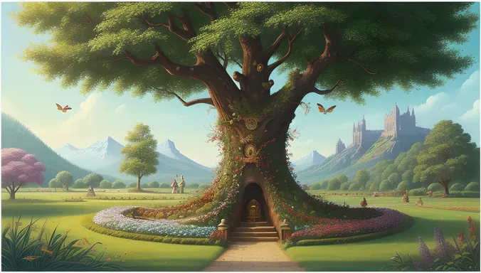 Colorful Sharabi Tree Illustration with Fairies