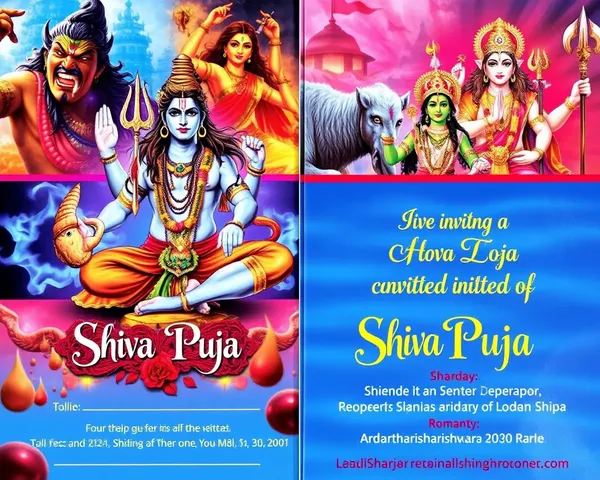 Colorful Shiva Puja Celebration Invitation Card with Various Forms