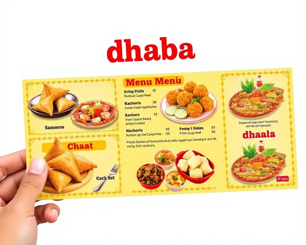 Colorful Street Food Dhaba Menu Card with Samosas and Chaat Items