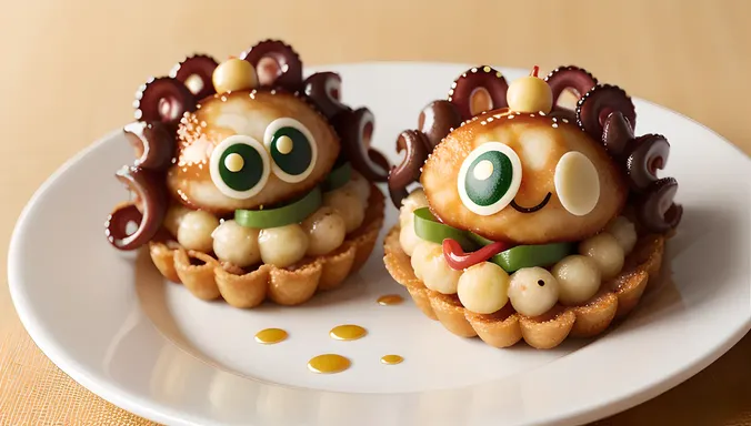 Colorful Taki Takoyaki Ball with Smiling Octopus Face