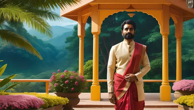 Colorful Temple Scene with Shyam Ji