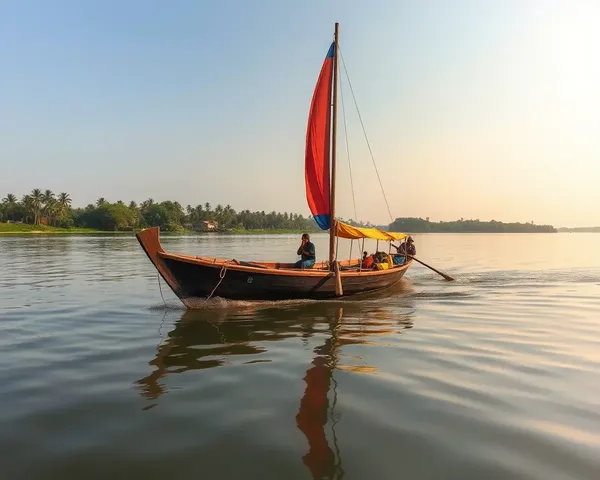 Colorful Thiruvachai River Fishing Boat Glides Smoothly