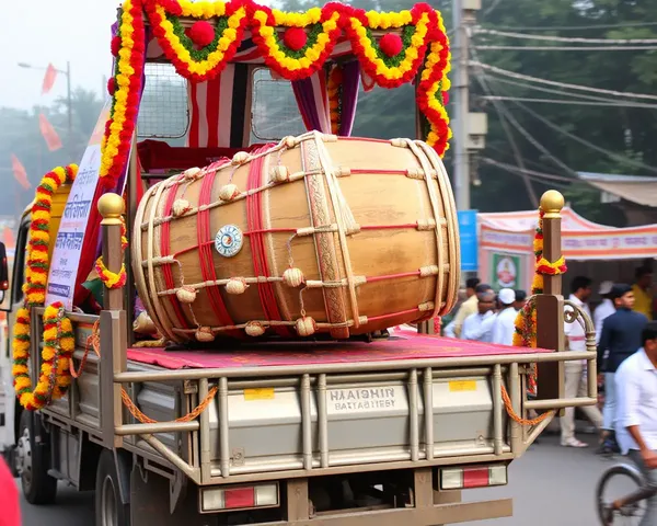 Colorful Truck Carries Nashik Dhol to Festival Ground