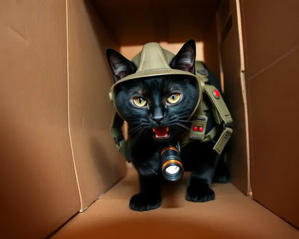 Commando Cat Crawls Through Cardboard Box Tunnel