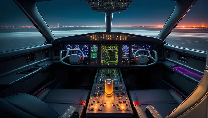 Commercial Cockpit: Pilot's Hands on the Yoke