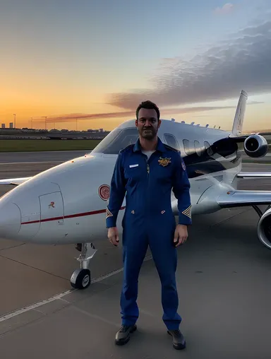 Commercial Pilot Wallpaper HD: Dramatic Pilot in Front of Modern Airplane