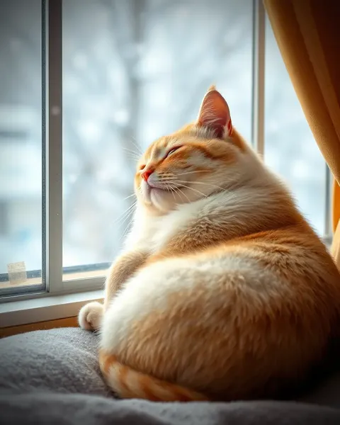 Content Cat Watches Snow Fall Outside Window