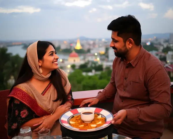 Couple Shares Gathiya and Chai on Romantic Evening