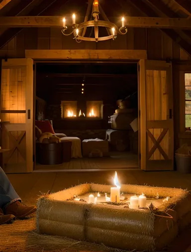 Cozy Barn Candlelight Tender Couple Moment