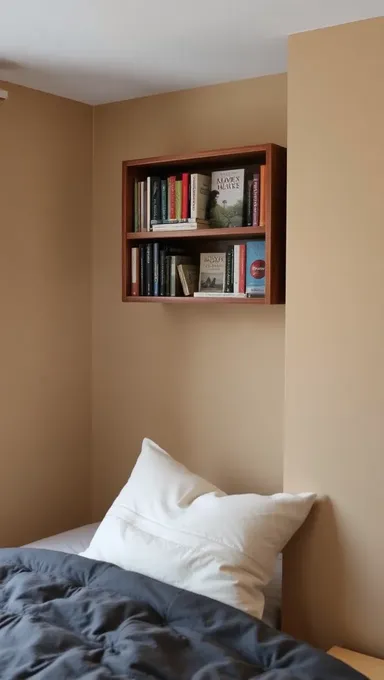 Cozy Bedroom Retreat with Normal Wall and Compact Bookshelf