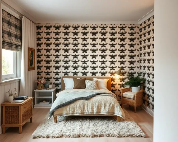 Cozy Bedroom with Vseg Patterned Wallpaper