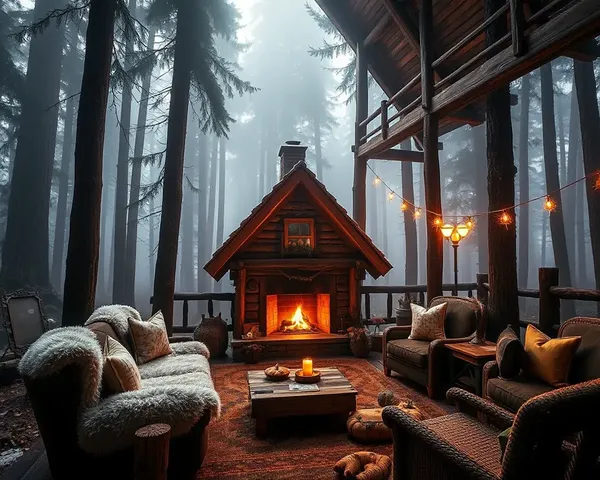 Cozy Cabin in Woods with Warm Fireplace Wallpaper