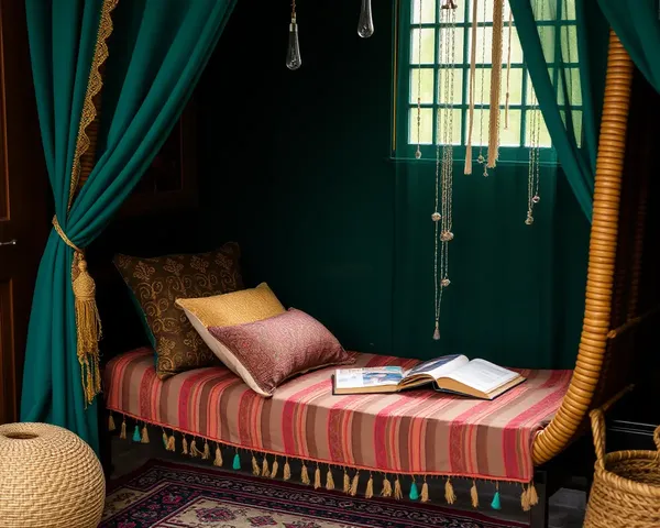 Cozy Charpai Reading Nook with Cushions and Books