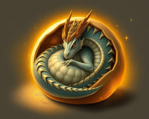 Cozy Dragon Surrounded by Golden Glow and Scattered Stars