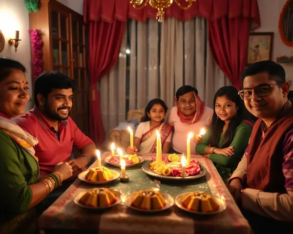 Cozy Family Diwali Celebration with Fatake and Soft Lighting