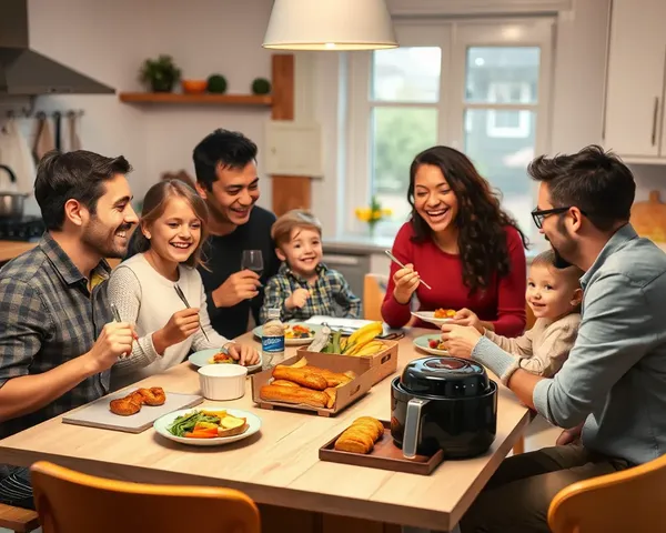 Cozy Family Meal with Air Fryer PNG