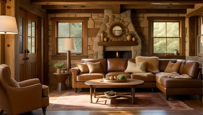 Cozy Interior Design with Rustic Buke Centerpiece