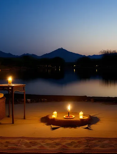 Cozy Kamdev Wallpaper with Candles and Lanterns in Evening