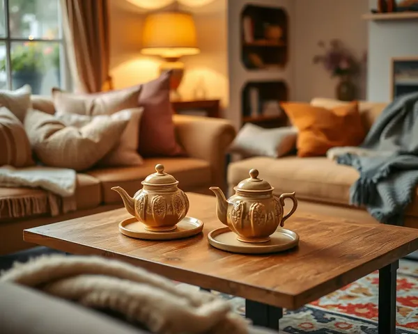 Cozy Living Room with Jaggery Tea Set