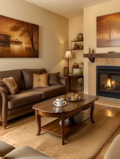 Cozy Living Room with Tea and Freshly Baked Cookies