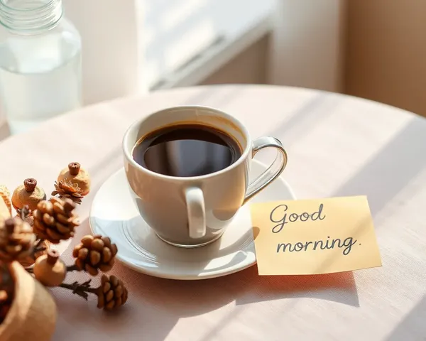 Cozy Morning with Coffee and Good Morning Message