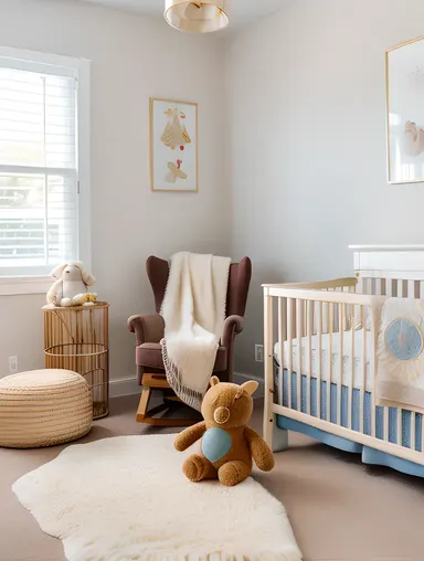 Cozy Nursery Scene with Crying Baby and Toys