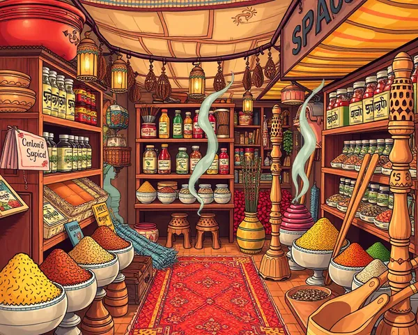 Cozy Punjabi Spice Market with Colorful Spices and Utensils