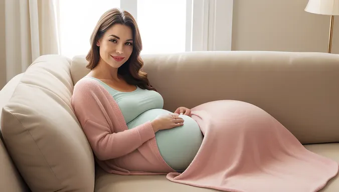 Cozy Reading Nook: Pregnant Woman's Soothing Moment