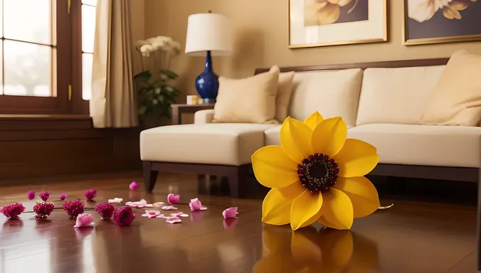 Cozy Sharabi Flower Portrait in Living Room