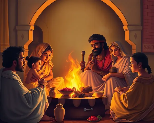 Cozy family scene with Shivaji and loved ones in golden PNG.