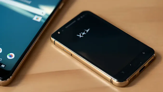 Cracked XX Smartphone Surrounded by Shattered Glass