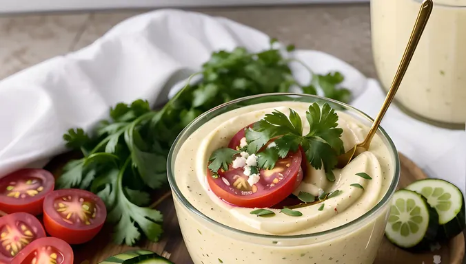Creamy Raita Garnished with Cucumber and Cilantro Images HD