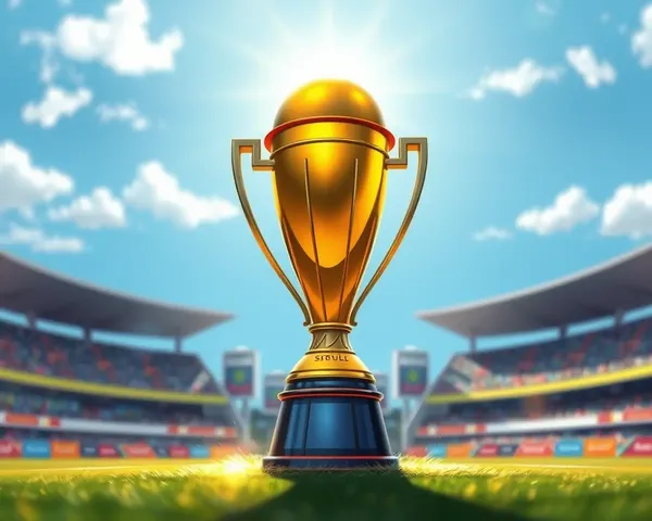 Cricket World Cup Trophy on Sunny Day with Stadium Background
