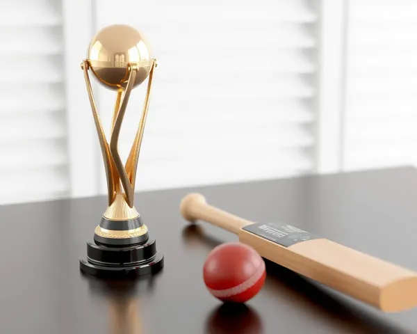 Cricket World Cup Trophy with Cricket Bat and Ball