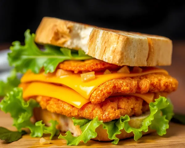 Crispy Cutlet Sandwich with Melted Cheese and Lettuce