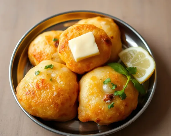 Crispy Paniyaram with Butter and Cilantro Garnish