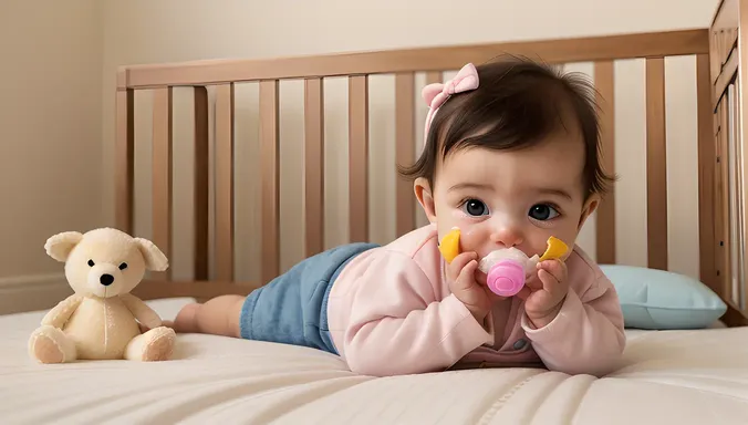 Crying Baby in Cozy Crib with Soft Toys