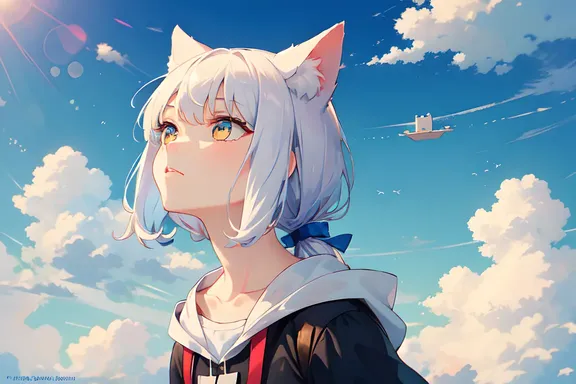 Curious Cat Gazes at Alphabet Cloud Shape