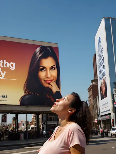 Curious Pregnant Girl in City Street