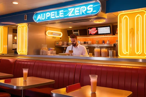 Customer's Soft Zzzzz Escapes Retro-Futuristic Diner