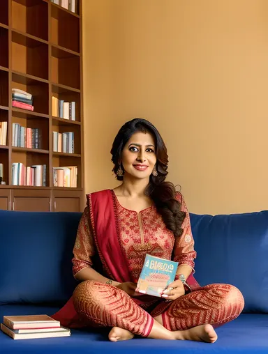 Cute Bhabhi's Cozy Book and Snack Haven