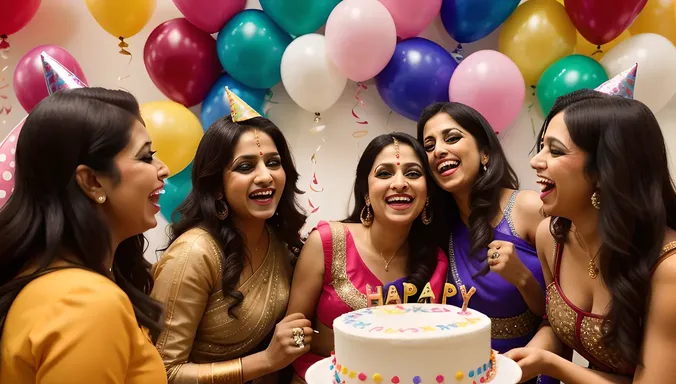 Cute Bhabhi Celebrates with Friends at Birthday Party