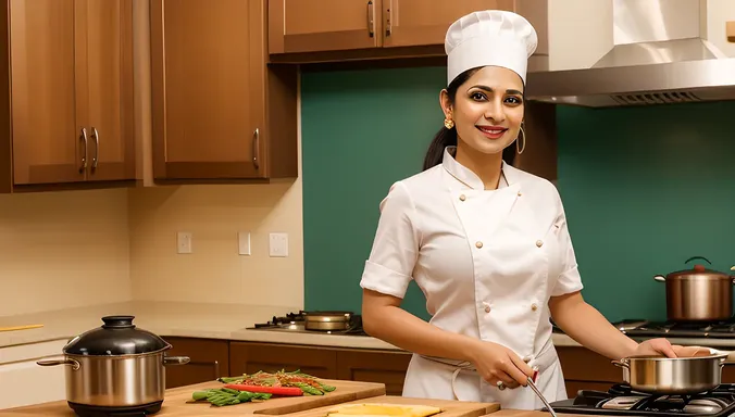 Cute Bhabhi Cooks Delicious Meal with Big Smile