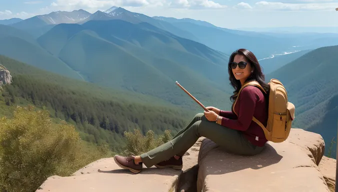 Cute Bhabhi Enjoys Breathtaking View from Mountain Top
