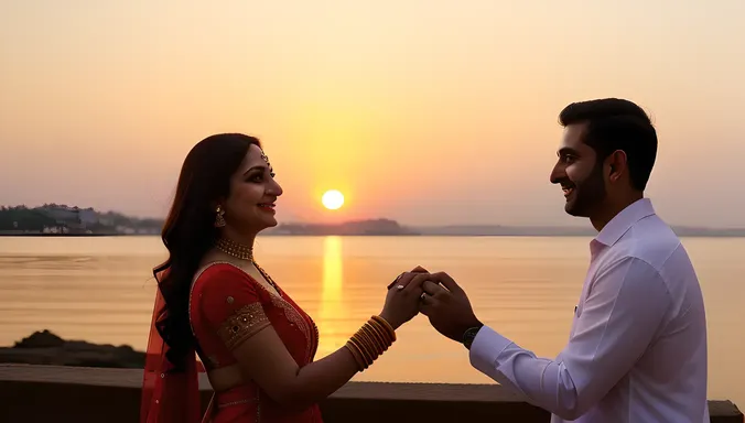 Cute Bhabhi and Husband Share Romantic Sunset Moment