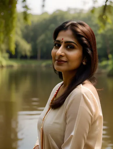 Cute Bhabhi in Serene Natural Setting with Peaceful Expression