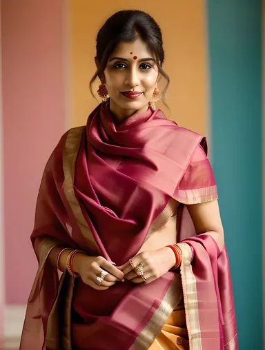 Cute Bhabhi in Traditional Indian Outfit with Dupatta