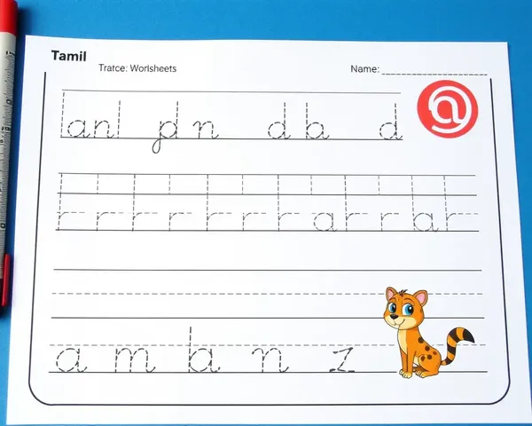 Cute Cartoon Animal Tracing Tamil Letters for Kids