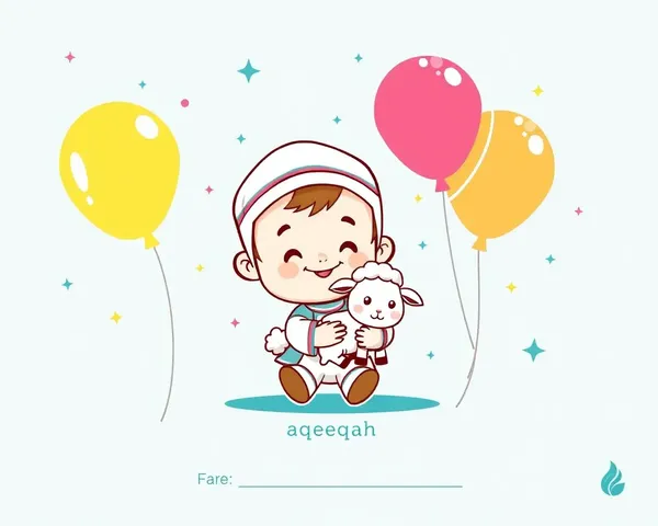 Cute Cartoon Character Aqeeqah Invitation Card Design